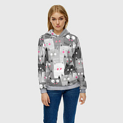 Толстовка-худи женская Котейки 2, цвет: 3D-меланж — фото 2