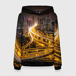 Толстовка-худи женская Шанхай - авторазвязка, цвет: 3D-черный