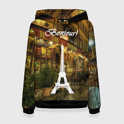 Толстовка-худи женская Bonjour - Paris, цвет: 3D-черный