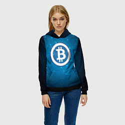 Толстовка-худи женская Bitcoin Blue, цвет: 3D-черный — фото 2