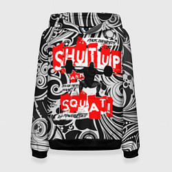 Толстовка-худи женская Shut up & squat, цвет: 3D-черный
