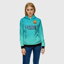 Толстовка-худи женская Barcelona FC: Aqua, цвет: 3D-черный — фото 2