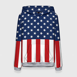 Толстовка-худи женская Флаг США, цвет: 3D-меланж