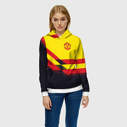 Толстовка-худи женская Man United FC: Yellow style, цвет: 3D-белый — фото 2