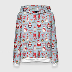 Толстовка-худи женская Рождественская Милота, цвет: 3D-белый