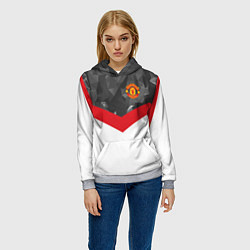 Толстовка-худи женская Man United FC: Grey Polygons, цвет: 3D-меланж — фото 2