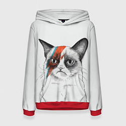 Толстовка-худи женская David Bowie: Grumpy cat, цвет: 3D-красный