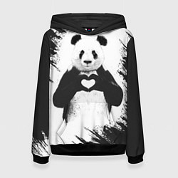 Толстовка-худи женская Panda Love, цвет: 3D-черный