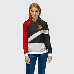 Толстовка-худи женская FC Manchester United: Sport Geometry, цвет: 3D-белый — фото 2