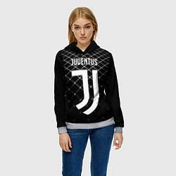 Толстовка-худи женская FC Juventus: Black Lines, цвет: 3D-меланж — фото 2