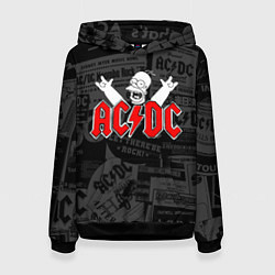 Толстовка-худи женская AC DC - Homer Simpson, цвет: 3D-черный