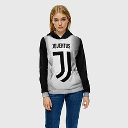 Толстовка-худи женская FC Juventus: Silver Original, цвет: 3D-меланж — фото 2