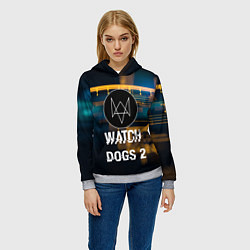 Толстовка-худи женская Watch Dogs 2: Tech Scheme, цвет: 3D-меланж — фото 2