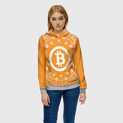 Толстовка-худи женская Bitcoin Mandala, цвет: 3D-меланж — фото 2