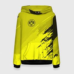 Толстовка-худи женская FC Borussia: Yellow Original, цвет: 3D-черный