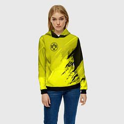 Толстовка-худи женская FC Borussia: Yellow Original, цвет: 3D-черный — фото 2
