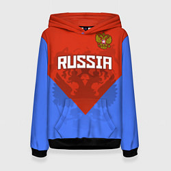 Толстовка-худи женская Russia Red & Blue, цвет: 3D-черный