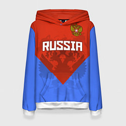 Толстовка-худи женская Russia Red & Blue, цвет: 3D-белый