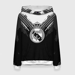 Толстовка-худи женская FC Real Madrid: Black Style, цвет: 3D-белый