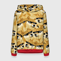 Толстовка-худи женская Doge: Deal with it, цвет: 3D-красный