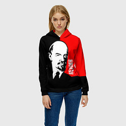 Толстовка-худи женская Хитрый Ленин, цвет: 3D-черный — фото 2