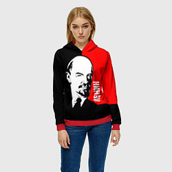 Толстовка-худи женская Хитрый Ленин, цвет: 3D-красный — фото 2