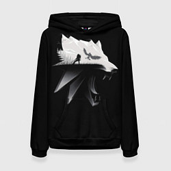 Толстовка-худи женская Волк Ведьмака, цвет: 3D-черный