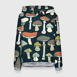 Толстовка-худи женская Грибной лес, цвет: 3D-меланж