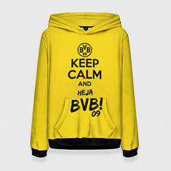 Толстовка-худи женская Keep Calm & Heja BVB, цвет: 3D-черный