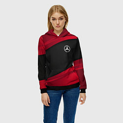 Толстовка-худи женская Mercedes Benz: Red Sport, цвет: 3D-черный — фото 2