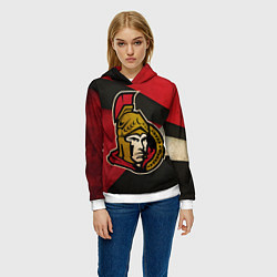 Толстовка-худи женская HC Ottawa Senators: Old Style, цвет: 3D-белый — фото 2