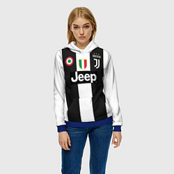 Толстовка-худи женская FC Juventus 18-19, цвет: 3D-синий — фото 2