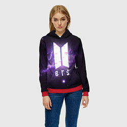 Толстовка-худи женская BTS: Violet Space, цвет: 3D-красный — фото 2