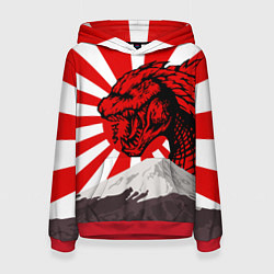 Толстовка-худи женская Japanese Godzilla, цвет: 3D-красный