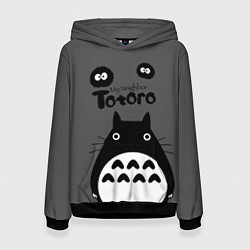Толстовка-худи женская Тоторо рядом, цвет: 3D-черный