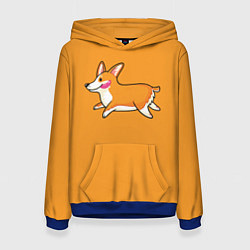 Толстовка-худи женская Бегущий корги, цвет: 3D-синий