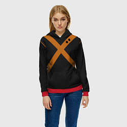 Толстовка-худи женская KATSUKI BAKUGOU полосы, цвет: 3D-красный — фото 2