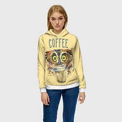 Толстовка-худи женская Owls like coffee, цвет: 3D-белый — фото 2