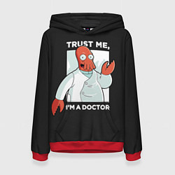 Толстовка-худи женская Zoidberg: Trust Me, цвет: 3D-красный