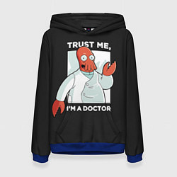 Толстовка-худи женская Zoidberg: Trust Me, цвет: 3D-синий