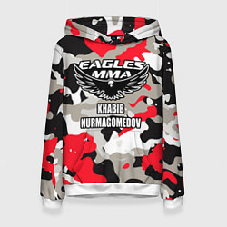 Толстовка-худи женская Khabib Nurmagomedov: Red Camo, цвет: 3D-белый