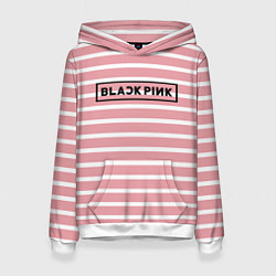 Толстовка-худи женская Black Pink: Striped Geometry, цвет: 3D-белый