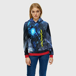 Толстовка-худи женская Cyberpunk 2077, цвет: 3D-красный — фото 2