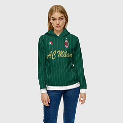 Толстовка-худи женская AC Milan: Green Form, цвет: 3D-белый — фото 2