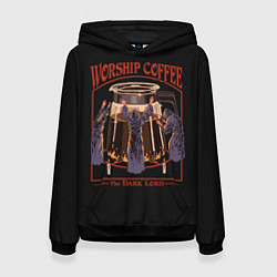 Толстовка-худи женская Worship Coffee, цвет: 3D-черный