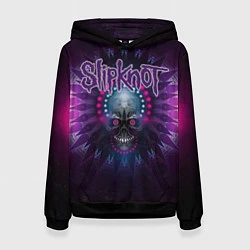 Толстовка-худи женская Slipknot: Neon Skull, цвет: 3D-черный