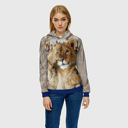 Толстовка-худи женская Львенок, цвет: 3D-синий — фото 2
