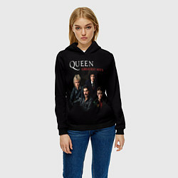 Толстовка-худи женская Queen: Greatests Hits, цвет: 3D-черный — фото 2