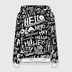 Толстовка-худи женская Hello Pattern, цвет: 3D-белый