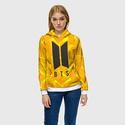 Толстовка-худи женская BTS: Yellow Style, цвет: 3D-белый — фото 2